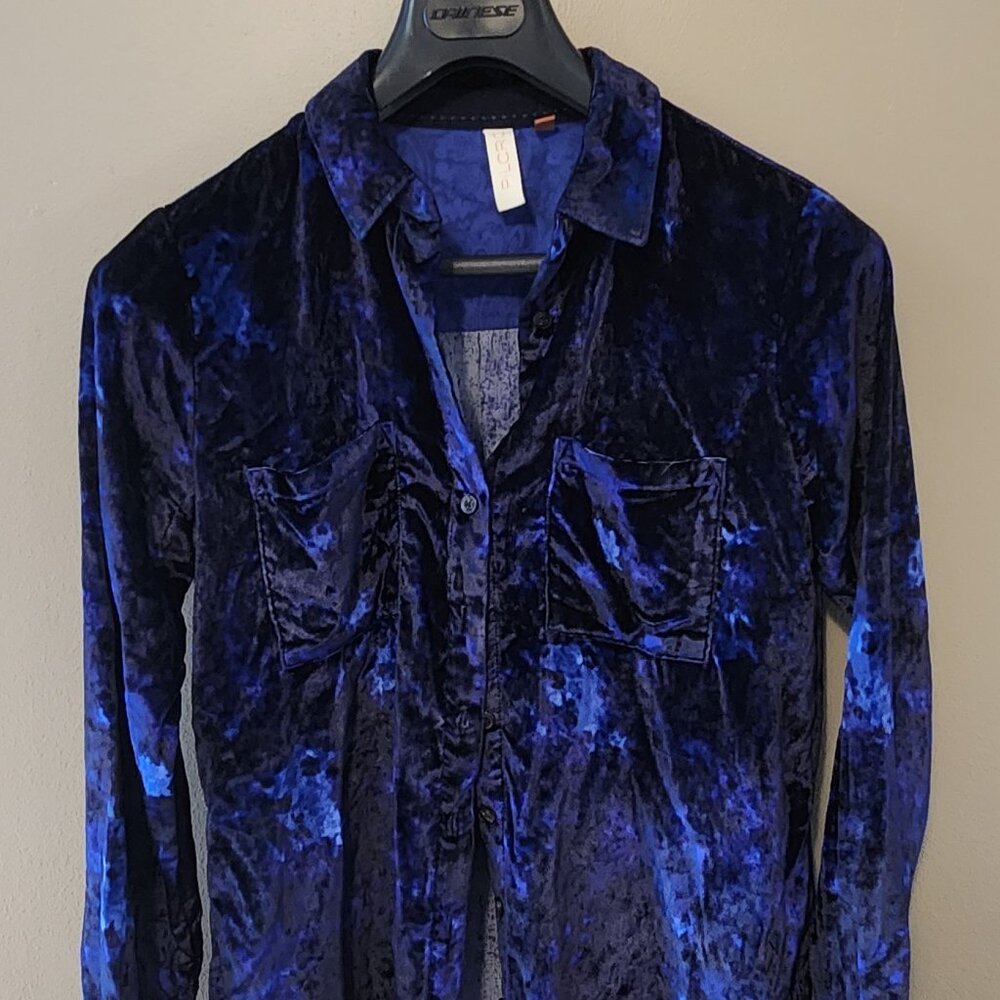 Anthropologie velvet-feel button-down shirt